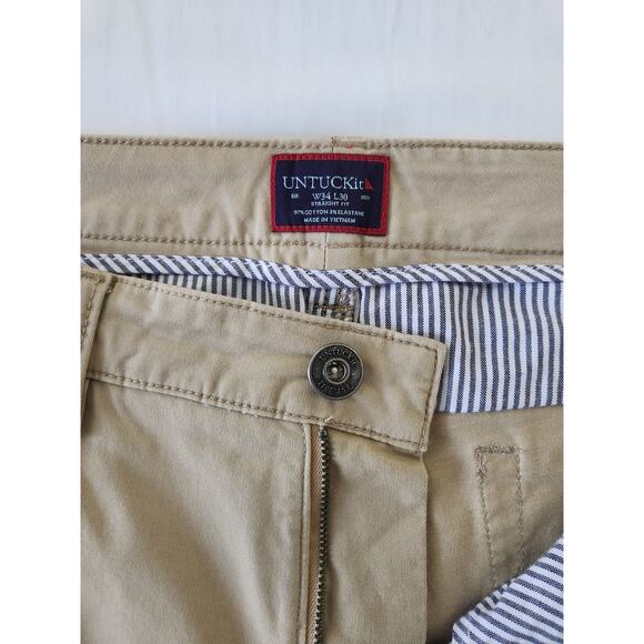 Untuckit Mens Tan Pants Straight Fit W34 L30 - Picture 7 of 10